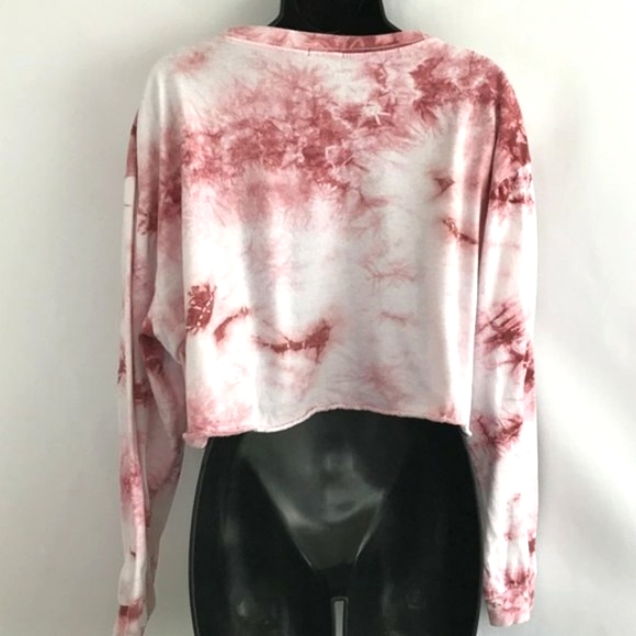 *5/$20* Rue+ Pink & Burgundy Tie Dye Crop Shirt - Picture 2 of 5